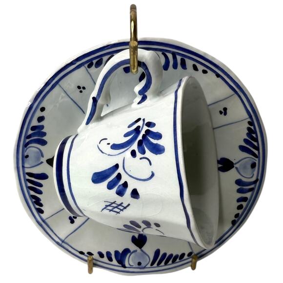 Delftware Delft Blue Dutch TEA CUP & SAUCER SET Blue White Demitasse Espresso - Picture 3 of 9